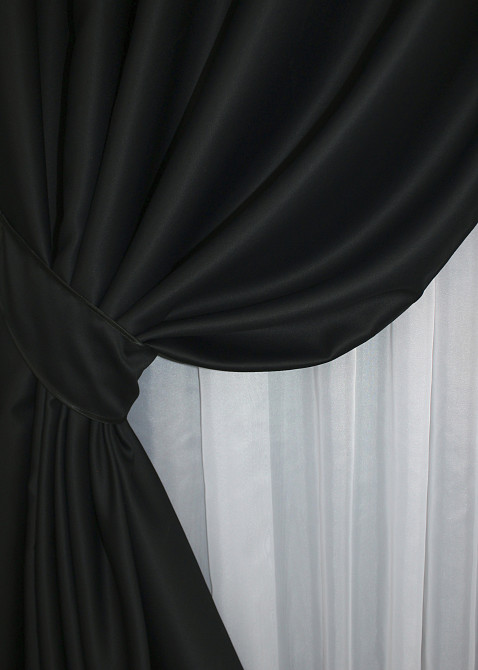 Комплект штор на люверсах VR-Textil Midnight № 1165ш 150х270 см 2 шт черный (37-0117) Киев - изображение 4