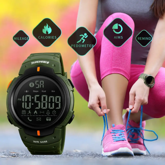 Спортивные смарт часы Skmei 1301 Шагомер Bluetooth ударопрочные (Зеленый) Винница