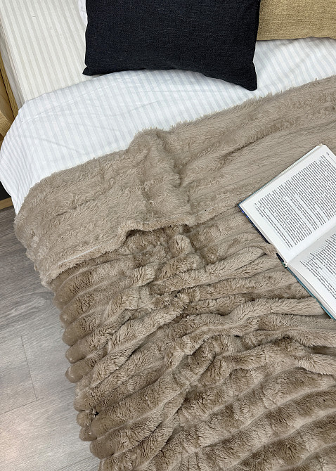 Плед-покривало смужка Шарпей 210х220 см (+-10см) Капучино (87-203) Київ - фото 6