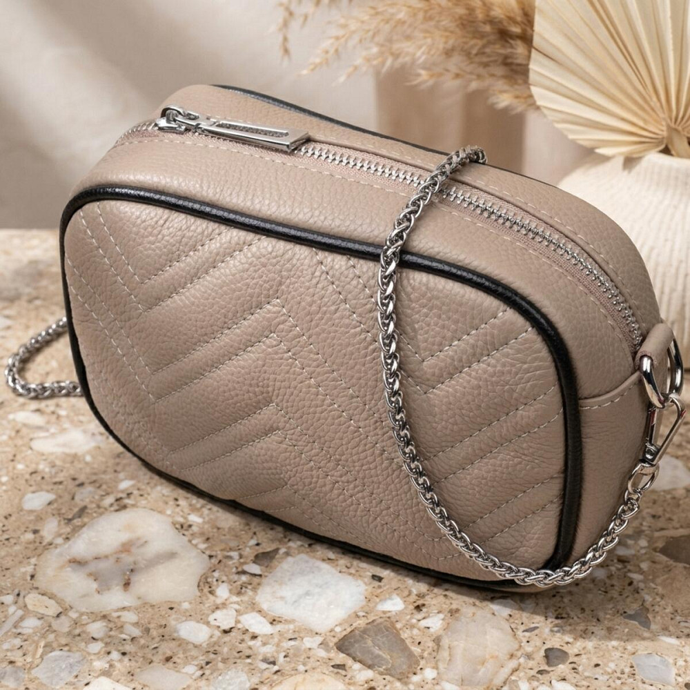 Жіноча вечірня сумка на ланцюжці з натуральної шкіри Vintage 22381 Бежева Київ - фото 11