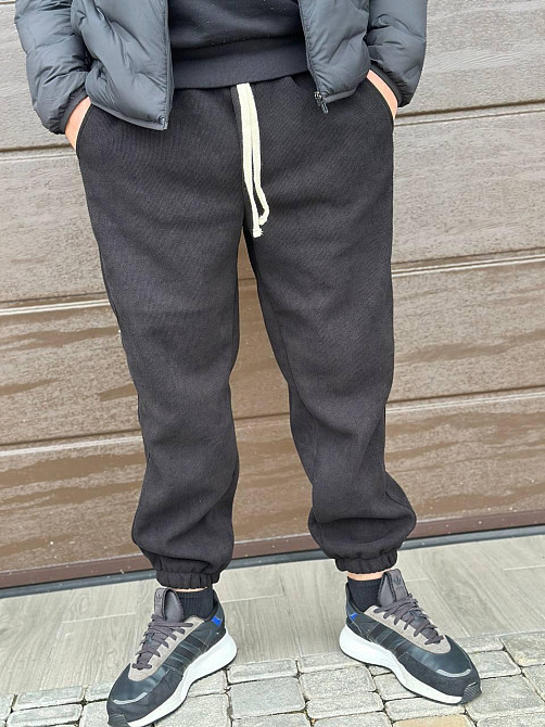 Чоловічі базові теплі штани з вельвету на флісі Графіт, 50 Одеса - фото 9