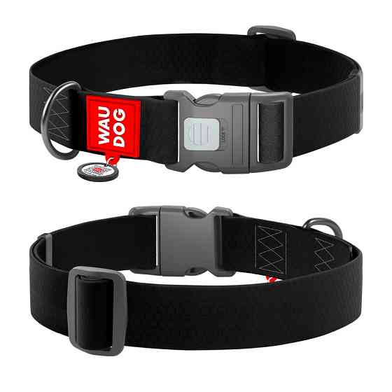 Ошейник для собак водостойкий WAUDOG Waterproof з QR паспортом, пластиковий фастекс, XXL, Ш 40 мм, Дов 46-70 см, чорний Київ
