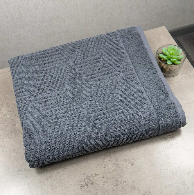 Комплект махровых полотенец Уельс 3шт GM Textile 40х70см, 50х90см, 70х140см 500г/м2 (Темно-Серый) Сумы - изображение 8