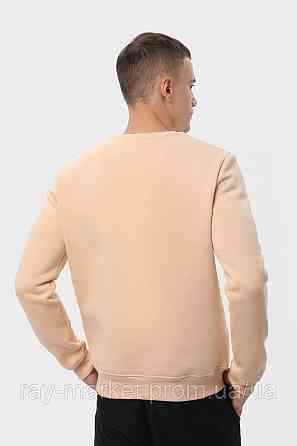 Свитшот мужской базовый утепленный RAY BASIC бежевый (U0301M-Cream) XL, Осень/зима, Трехнитка с начесом (на флисе) Киев