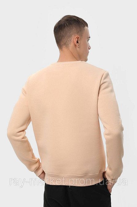 Свитшот мужской базовый утепленный RAY BASIC бежевый (U0301M-Cream) XL,  Осень/зима, Трехнитка с начесом (на флисе) Киев - изображение 4