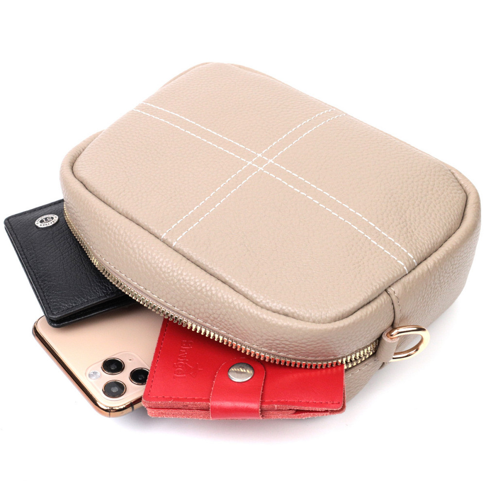 Идеальная женская сумка из натуральной мягкой кожи Vintage 22318 Бежевая Киев - изображение 5