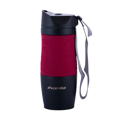 Термочашка 380мл з TPR вставкою і ремінцем нержавіюча сталь (мікс) KAMILLE 2052A Житомир - изображение 6