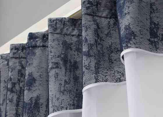 Кухонная гардина VR-Textil № 036к арка белый с темно-синим 280х170 см (59-072) Киев