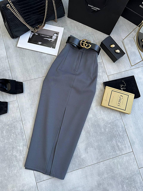 Женская классическая юбка из костюмки Серый, 44/46 Одесса - изображение 1