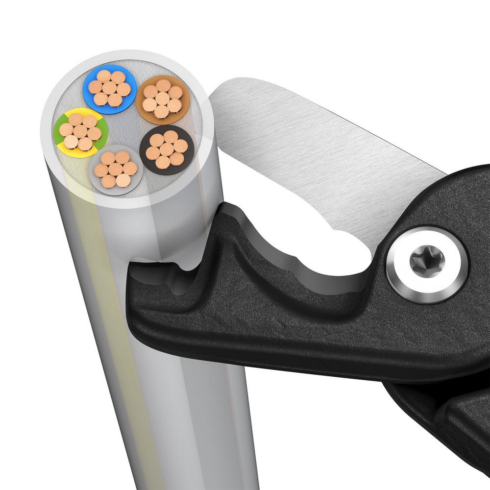 Ножиці діелектричні для різки кабелів з подвійними ріжучими кромками Knipex 95 18 225 StepCut® XL Одеса - фото 2