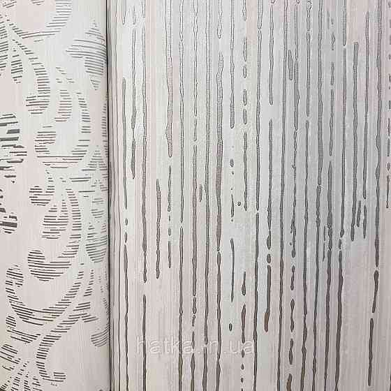 Шпалери флізелінові еко Galerie Metallic FX 0,53Х10 вертикальні смужки структурні сріблясті білі сірі Київ