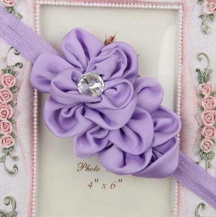 Нарядная повязка детская сиреневая - цветок 10см, размер универсальный (на резинке) Киев - изображение 1
