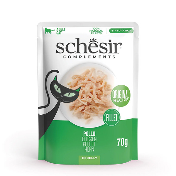 Schesir Chicken ШЕЗІР КУРЯЧЕ ФІЛЕ в желе вологий корм консерви для котів, пауч 70г Київ - фото 1