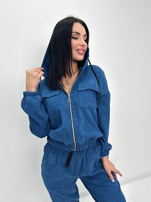 Вельветовий костюм-двійка "Demien" оптом | Батал | Розпродаж моделі Джинс, 50-52 Київ - фото 2