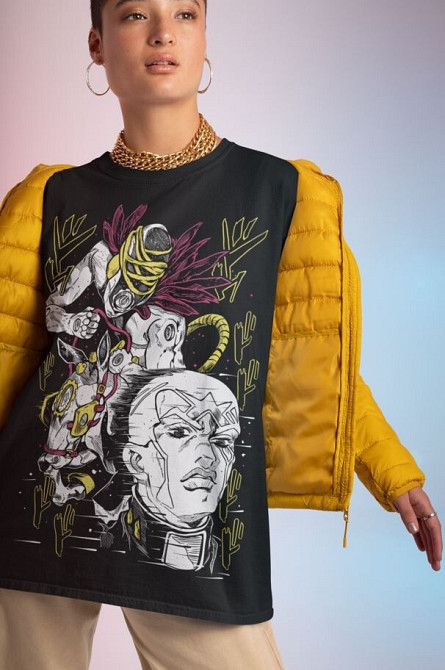 Футболка мужская аниме Маде Ін Хеавен Джоджо оверсайз (S/M/L) Черний AnimeJ0985 Днепр - изображение 2