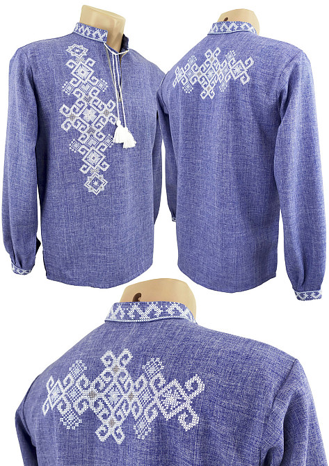 Чоловіча вишиванка з вишивкою на спині світлими нитками Фламінго Київ - фото 1