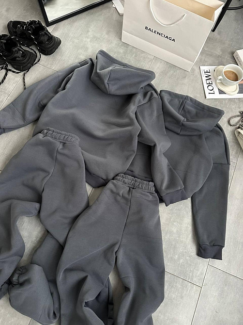 Жіночий трендовий костюм-двійка тринитка на флісі Графіт, 42/44 Одеса - фото 2