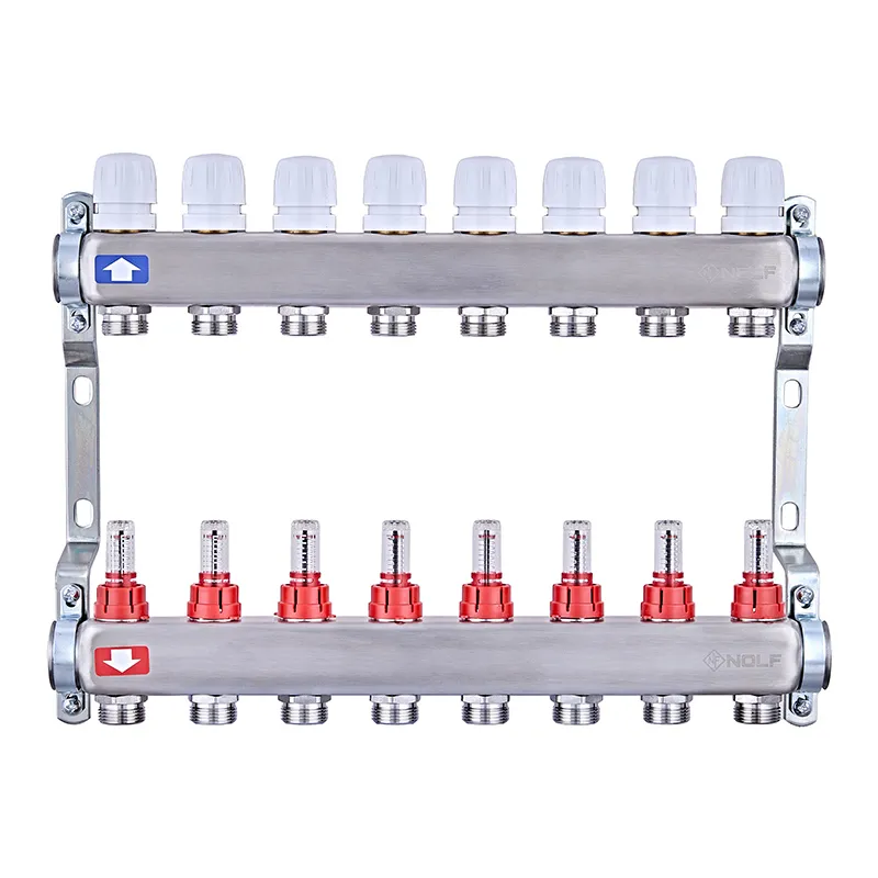 Колекторний блок з витратомірами Nolf NF.2100-08S 1"x8 (корпус нержавіюча сталь) (NF3022) Київ - фото 1