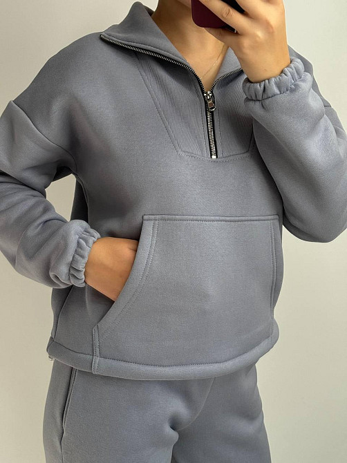 Флісовий спортивний костюм зі змійкою Сірий XL-2XL Харків - фото 5