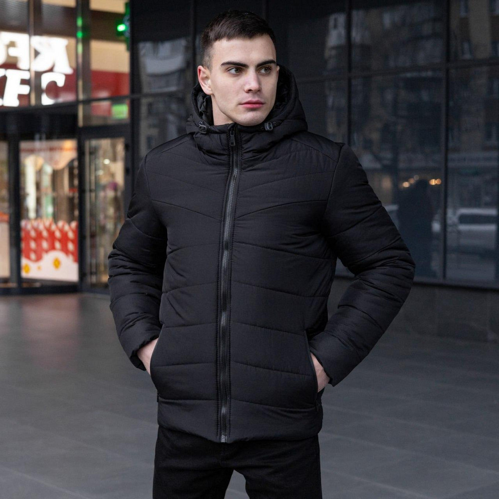 Зимова чоловіча куртка тепла з капюшоном коротка Frost Pobedov Winter Jacket Dzen чорна XL Одеса - фото 8