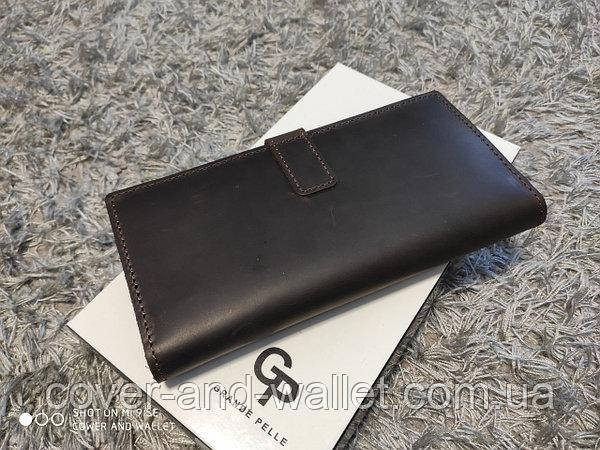 Вінтажний шкіряний гаманець купюрник ручної роботи (коричневий) Grande Pelle 523120 Anet Київ - фото 6