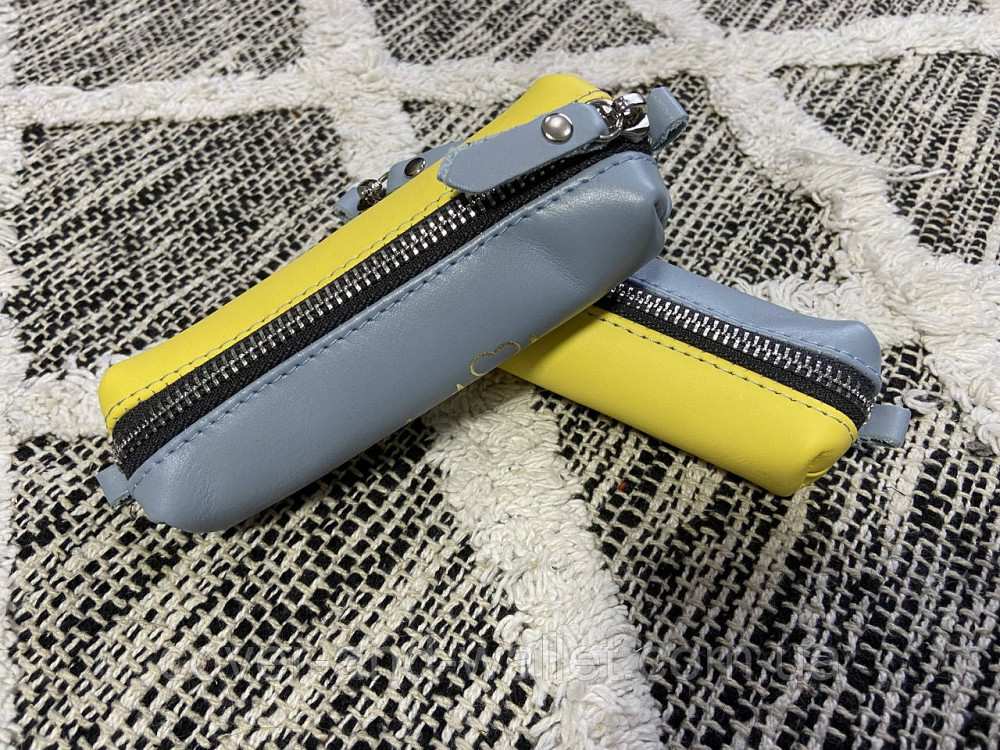 Патриотическая желто-голубая ключница из натуральной кожи (с Украиной в сердце) Grande Pelle Киев - изображение 1