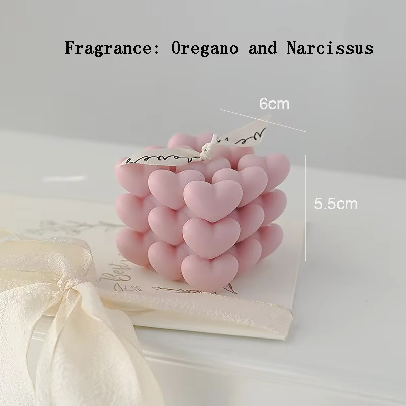 Свічка ароматична "Кубик сердець" ручної роботи у моранді-рожевому кольорі Кам'янець-Подільський - фото 4