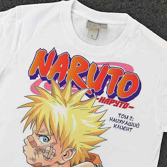 Футболка чоловіча з принтом аніме Наруто Узумакі Классік Ковер манга оверсайз (S/M/L) Черний Дніпро