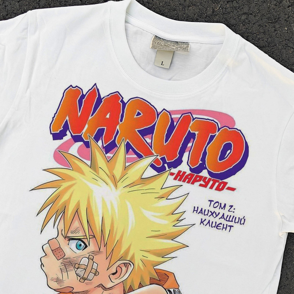 Футболка чоловіча з принтом аніме Наруто Узумакі Классік Ковер манга оверсайз (S/M/L) Черний Дніпро - фото 5