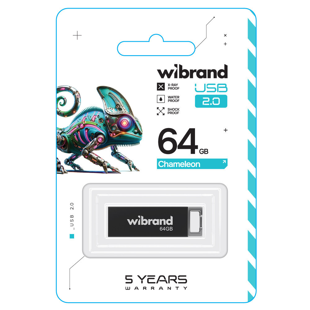 Флеш-накопитель Wibrand USB 2.0 Chameleon 64Gb Black Киев - изображение 2