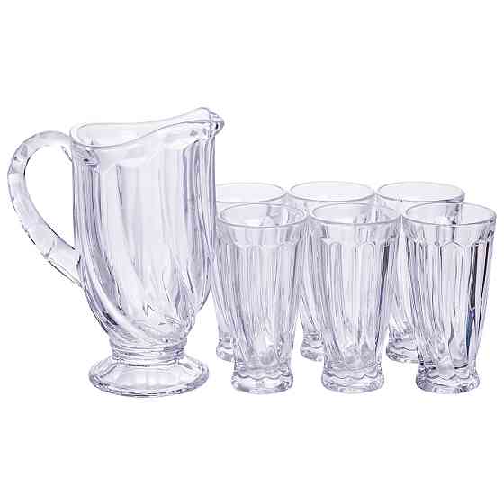 Набір глечик 1 л зі склянками 6 (шт) по 300 мл для напоїв Прозорий HP-19-24 Київ