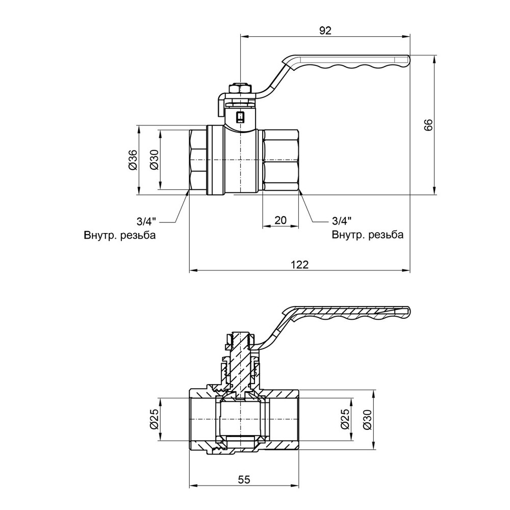 Кран кульовий Thermo Alliance Standart 3/4" ВР для води (важіль) SD600NW20PN40 Київ - фото 9
