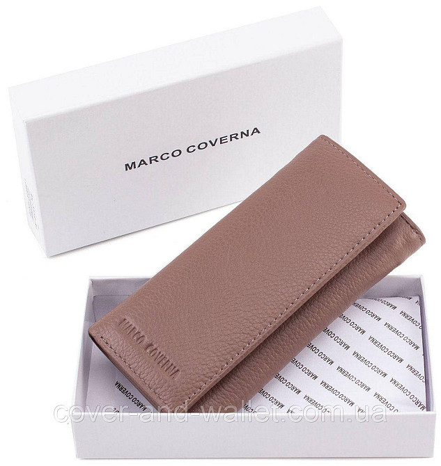 Пудровая кожаная женская ключница кошелек с карабинами Marco Coverna Киев - изображение 6