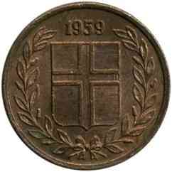 Ісландія 1959 рiк 1 аурар. Полтава