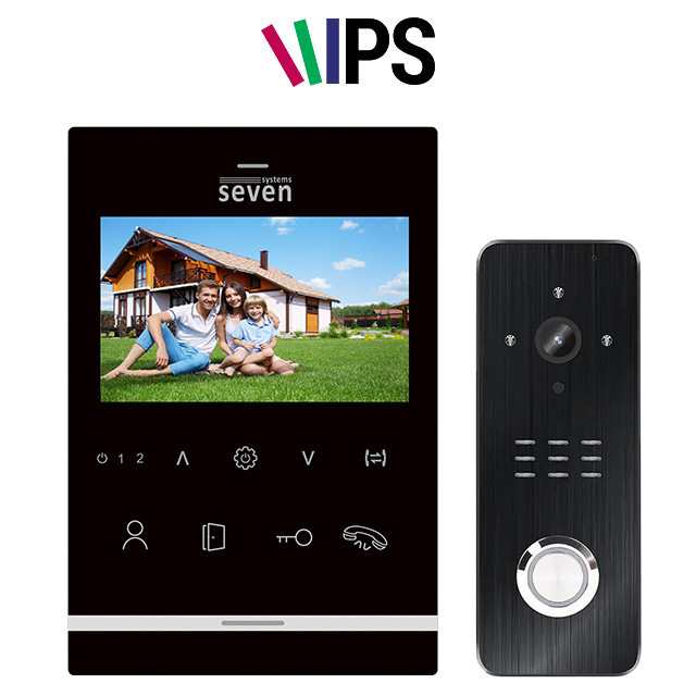 Комплект домофона 4 дюйми з викличною панеллю SEVEN DP-7541/07Kit black Київ - фото 1