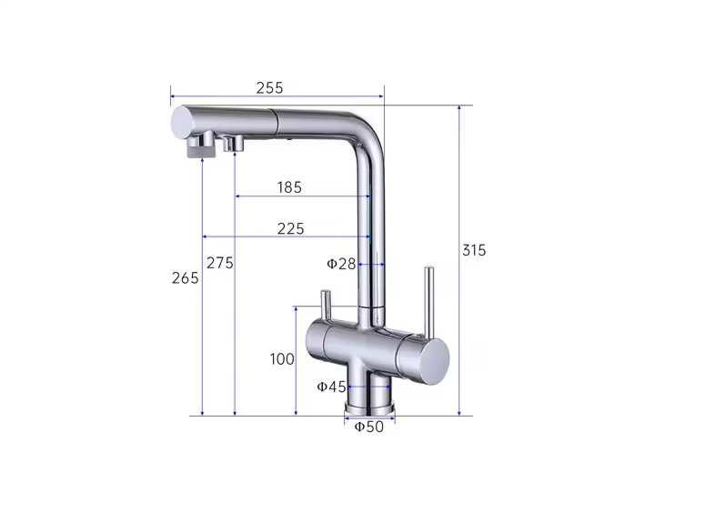 Змішувач для кухні з виходом для питної води Koer KB-72001-01 латунь/хром (KR3391) Чернівці - фото 4