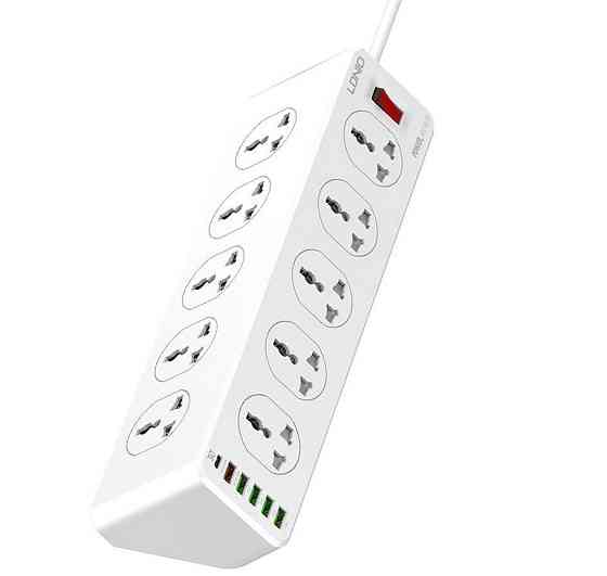 Мережевий подовжувач LDNIO 10 Розеток, 5 USB, 1 Type-C SC10610 (Білий, 2м) Миколаїв