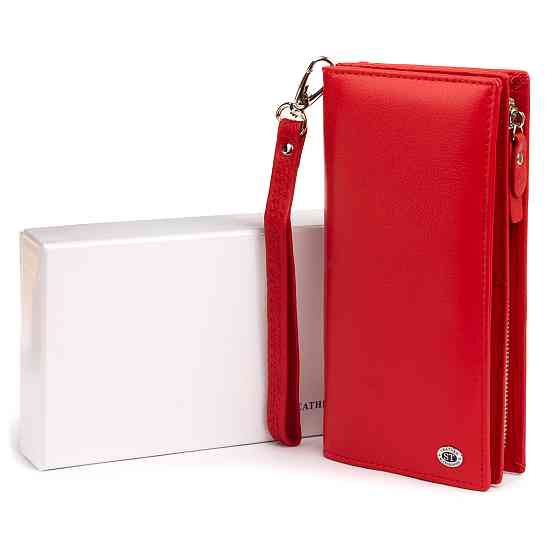 Вертикальный кошелек кожаный женский ST Leather 19275 Красный Киев