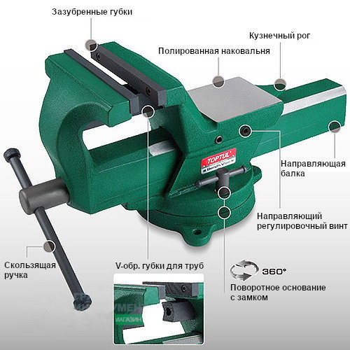 Лещата поворотні ковані 150мм 6" TOPTUL DJAD0106 Одеса - фото 3