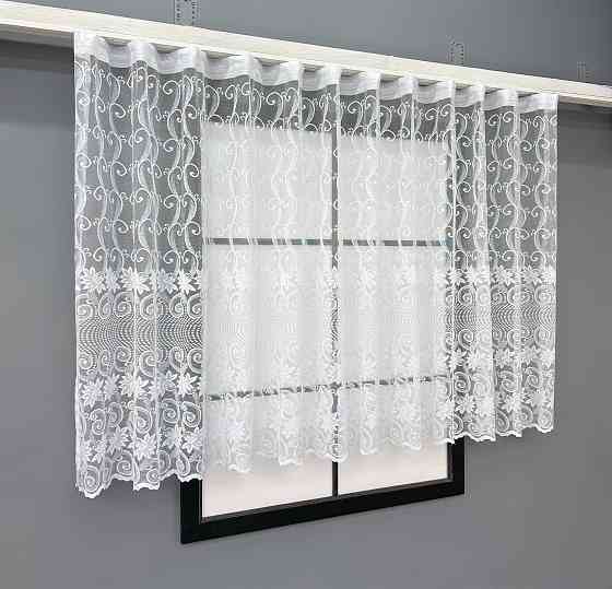 Коротка жакардова тюль висотою 1,2 м колір білий 855т Київ