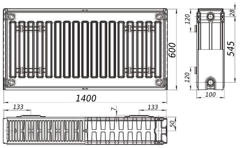 Радіатор сталевий панельний KALITE 22 бок 600х1400 (000022344) Київ - фото 5