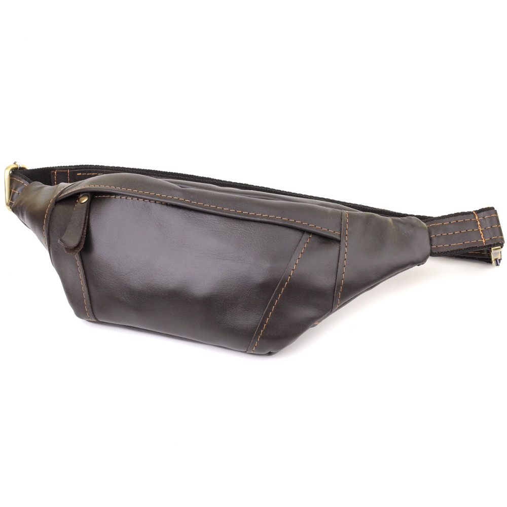 Мужская сумка-бананка компактного размера из натуральной гладкой кожи Shvigel 23126 Коричневый Киев - изображение 1