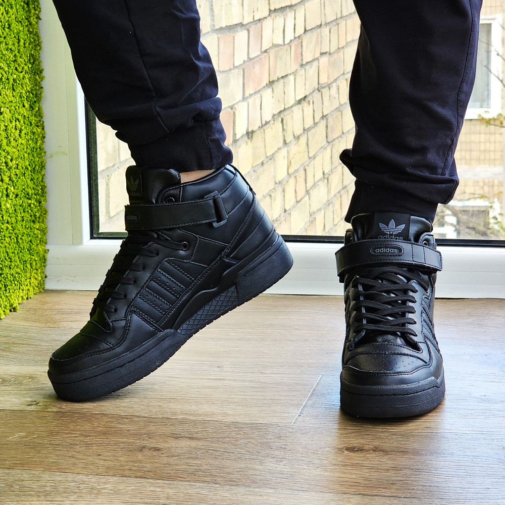 Високі Чорні Кросівки Adidas Forum Шкіряні Чоловічі Черевики Адідас Форум (розміри: 41,42,43,44,45,46) Дніпро - фото 9