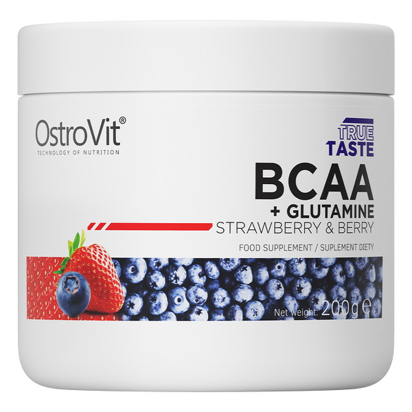 Комплекс амінокислот OstroVit BCAA + Glutamine 200g (Strawberry-berry) Луцьк - фото 1