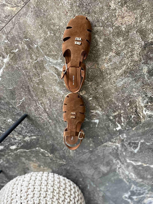 Olli Босоніжки жіночі шоколадні замшеві OLLI Л-5-0081 літні на плоскій підошві / Стильні босоні Коломыя - изображение 3