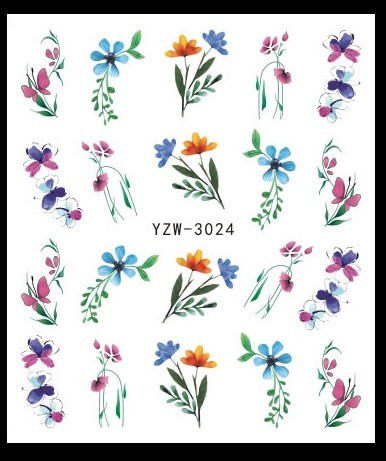 Наклейки для нігтів "Квіточки" YZW-3024 Київ - фото 1