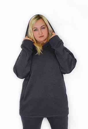 Женское худи на флисе батал Серый р 2XL/3XL Харьков