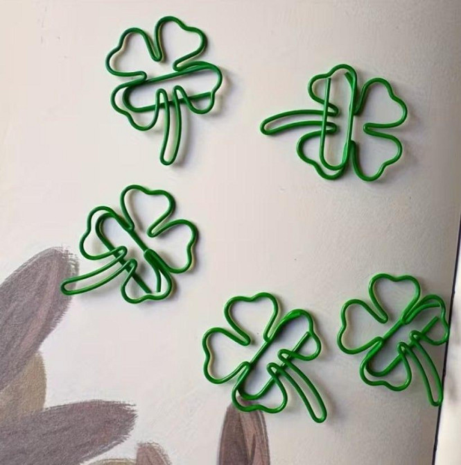 Набор скрепок в форме клевера 10 шт, металлические декоративные скрепки для бумаги, клипсы для планера Киев - изображение 2