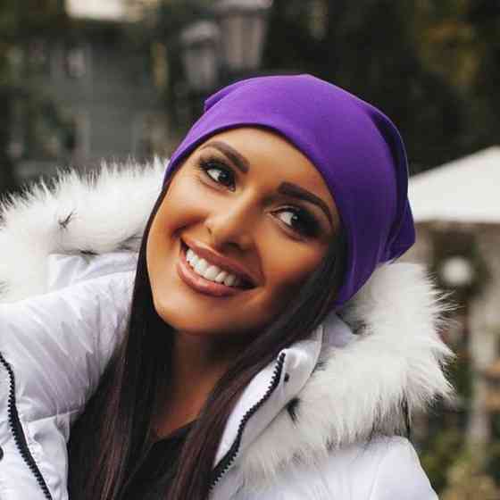 Женская шапка бини трикотажная фиолетовый Киев