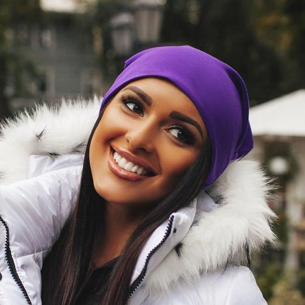Женская шапка бини трикотажная фиолетовый Киев - изображение 1